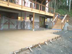 Concrete apron in front of the garage
